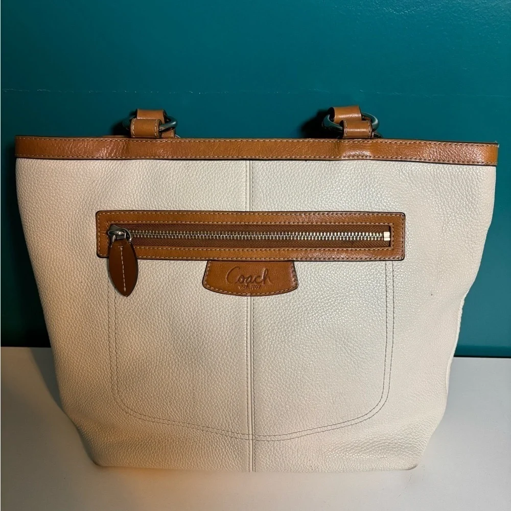 Coach Penelope Brown and Cream Leather Shoulder Bag